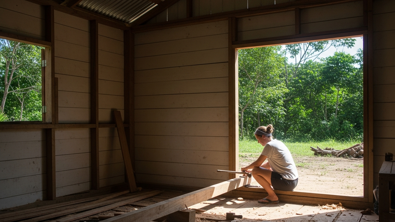 Sozinha, essa jovem construiu uma vivenda em plena selva em apenas 10 meses para viver sozinha