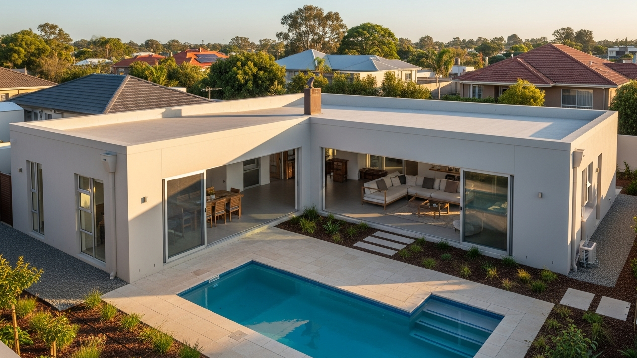 Soluções inteligentes de moradia em L com piscina e sobrado compacto com rooftop unem funcionalidade e vida urbana