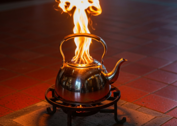 Jovem transforma chaleira velha em fogão a lenha funcional usando só cimento e metal