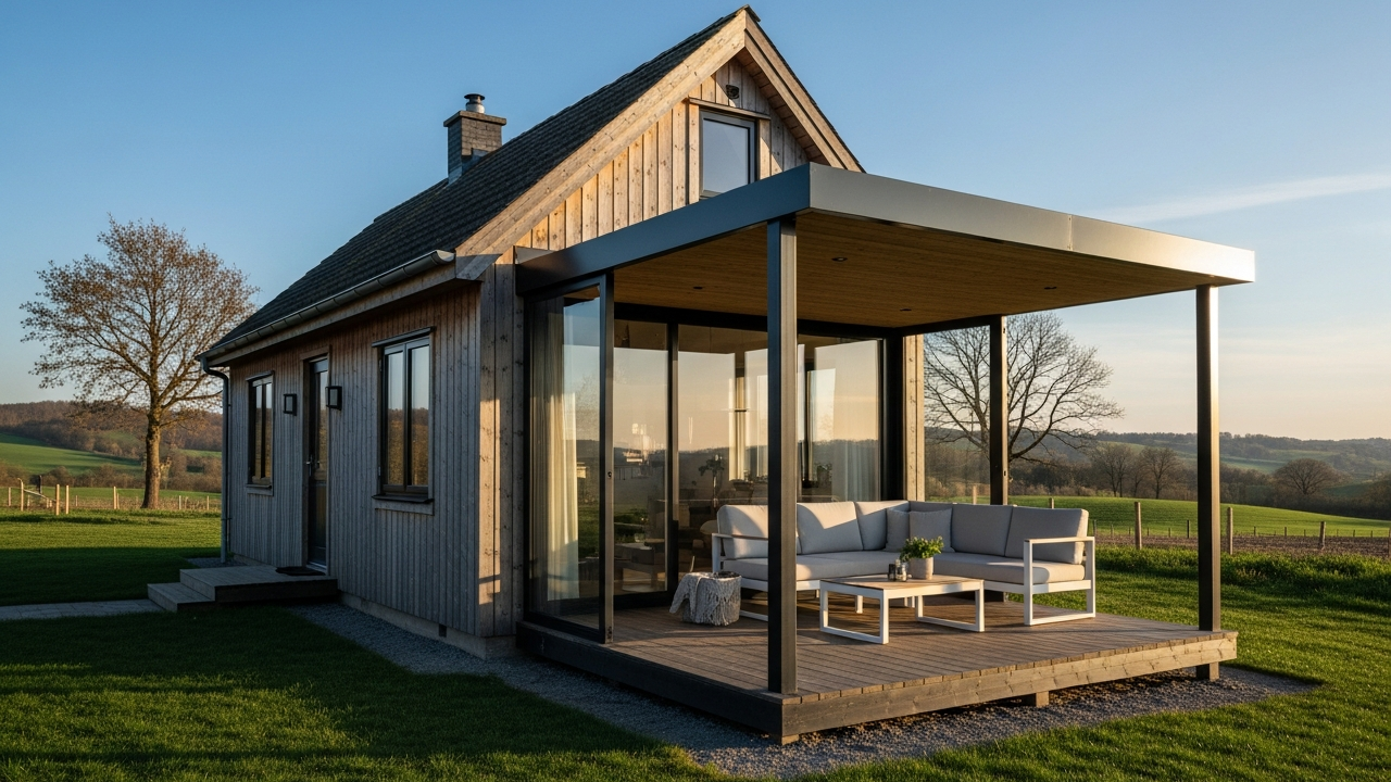 Casa de campo pequena com varanda ampla revela escolhas que ampliam conforto e uso dos espaços