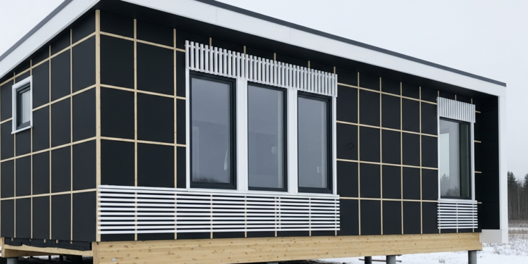 Em meio à neve, eles construíram uma casa moderna de madeira elevada e preparada para o frio