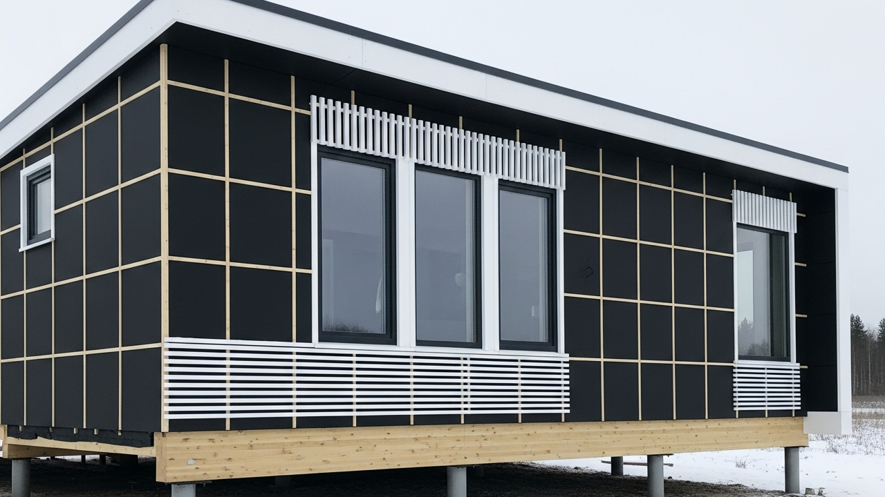 Em meio à neve, eles construíram uma casa moderna de madeira elevada e preparada para o frio
