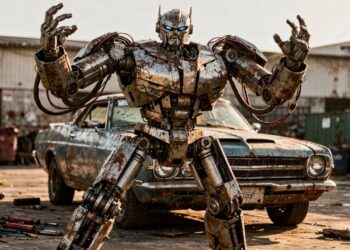 Sozinho, ele criou "transformer" da vida real em casa, usando apenas um sedã