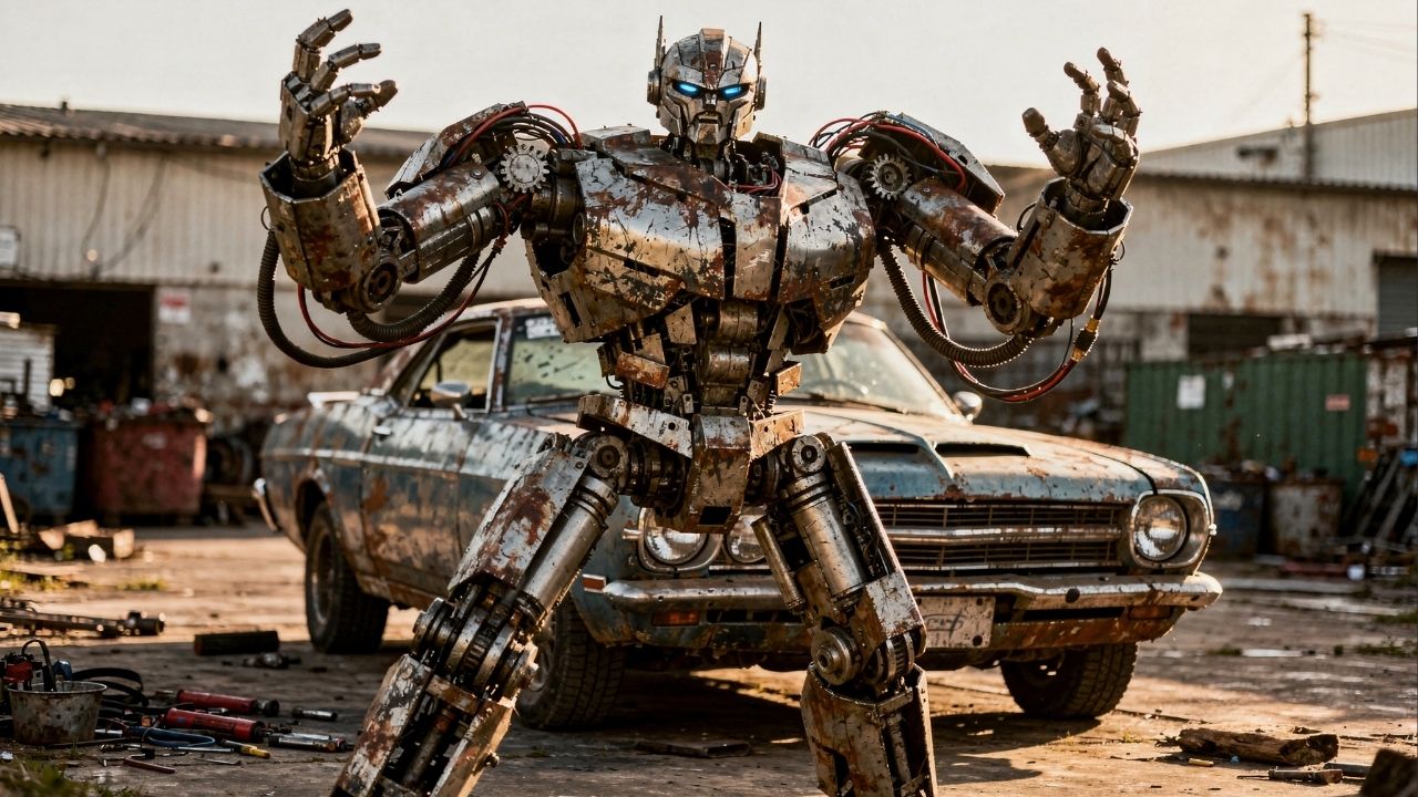 Sozinho, ele criou "transformer" da vida real em casa, usando apenas um sedã