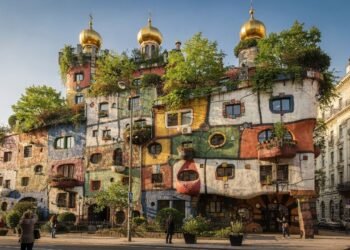 Com suas fachadas coloridas e 250 árvores integradas aos terraços, o edifício de 1985 tornou-se um marco da arquitetura orgânica e ecológica em Viena