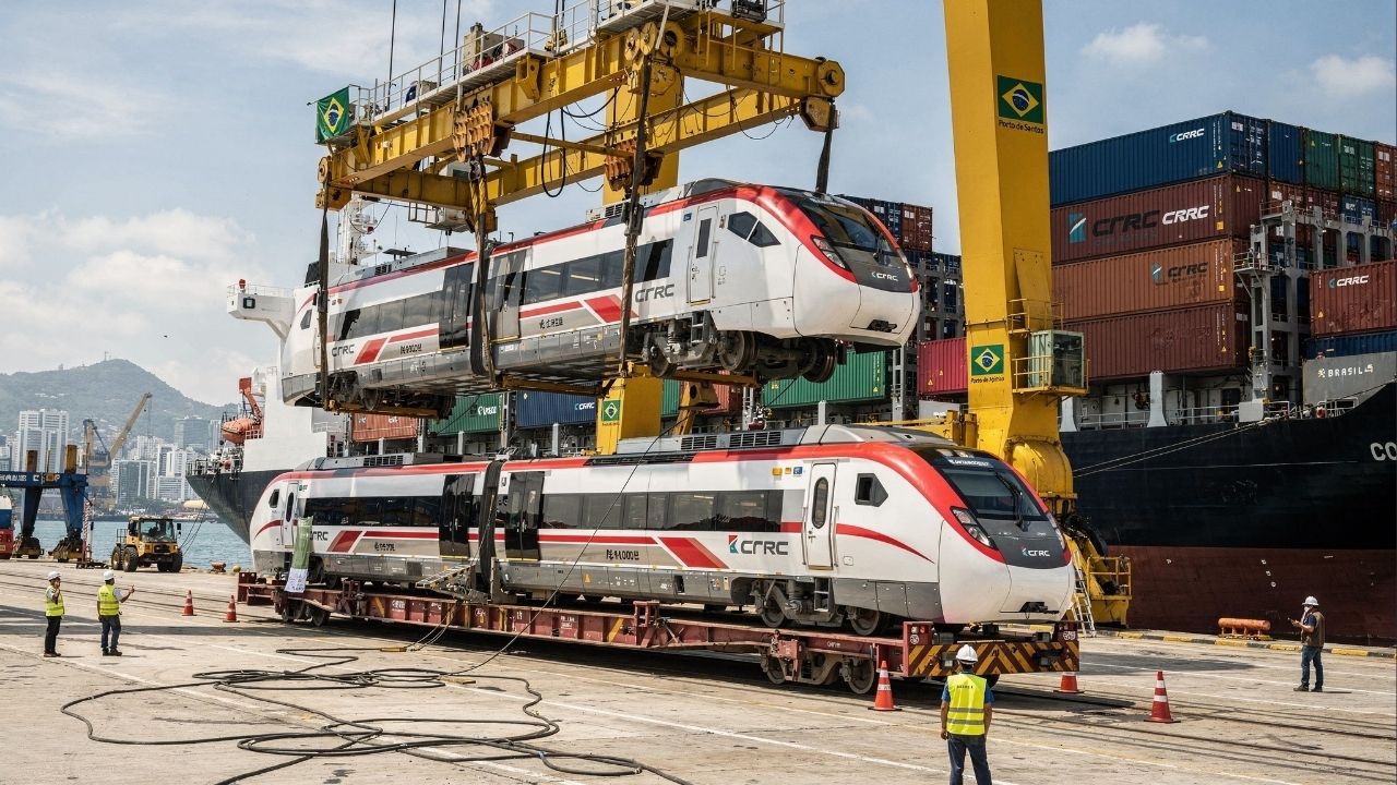 Novos trens chineses, desembarcados em Santos, prometem realizar a viagem entre São Paulo e Campinas em apenas 64 minutos