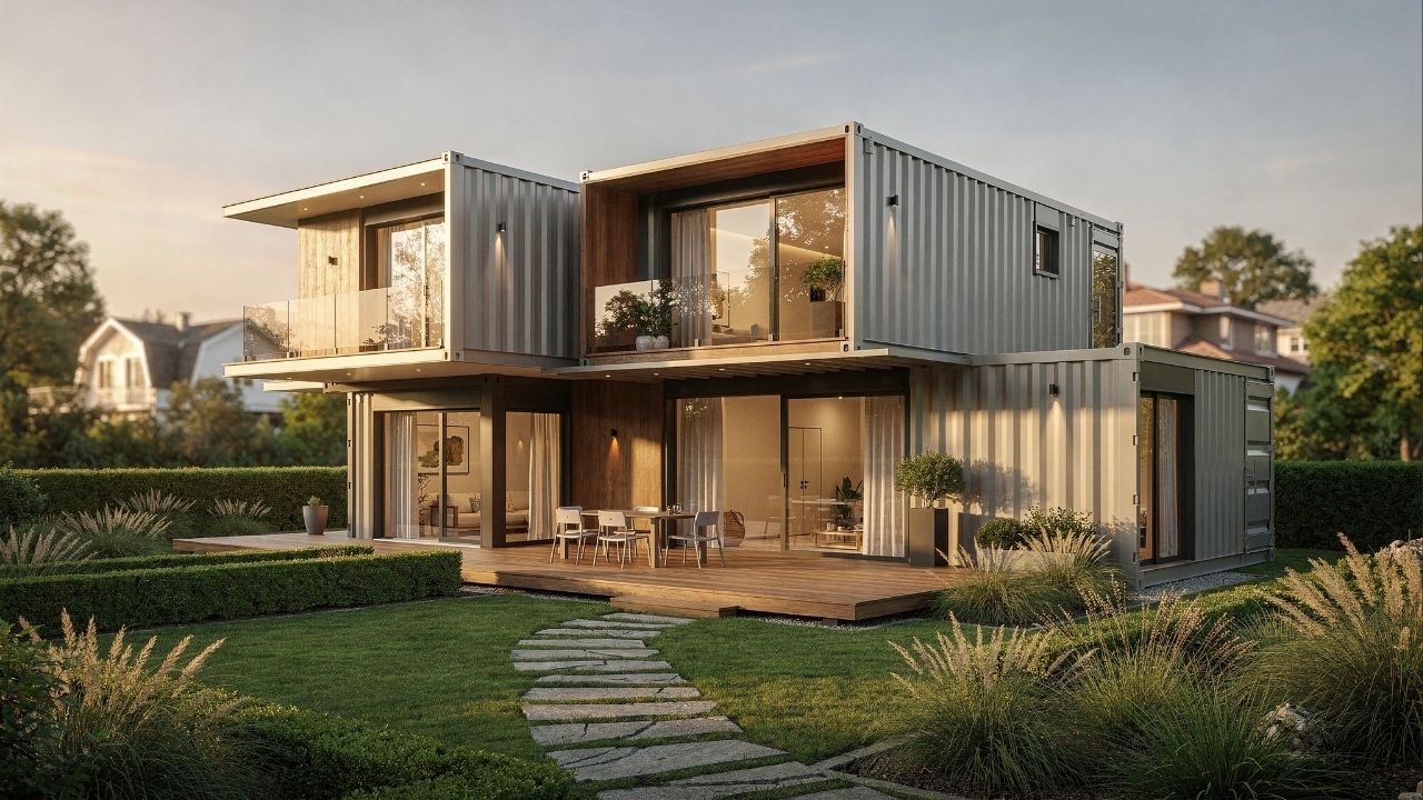 Família ergue casa de luxo com 5 contêineres marítimos, faz tudo sozinha e economiza milhões