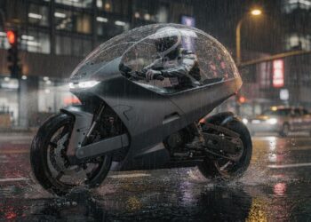 Será que é real? Homem constrói uma moto que mantém pilotos secos durante tempestades