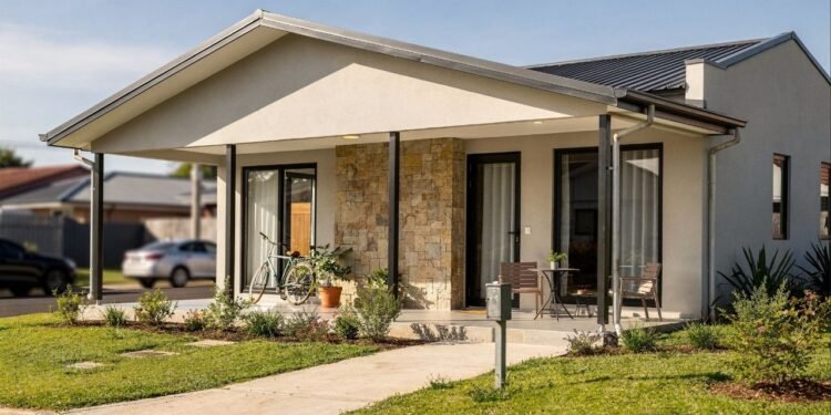 Casa térrea moderna com varanda contínua, 3 quartos e 2 banheiros para conforto e integração total