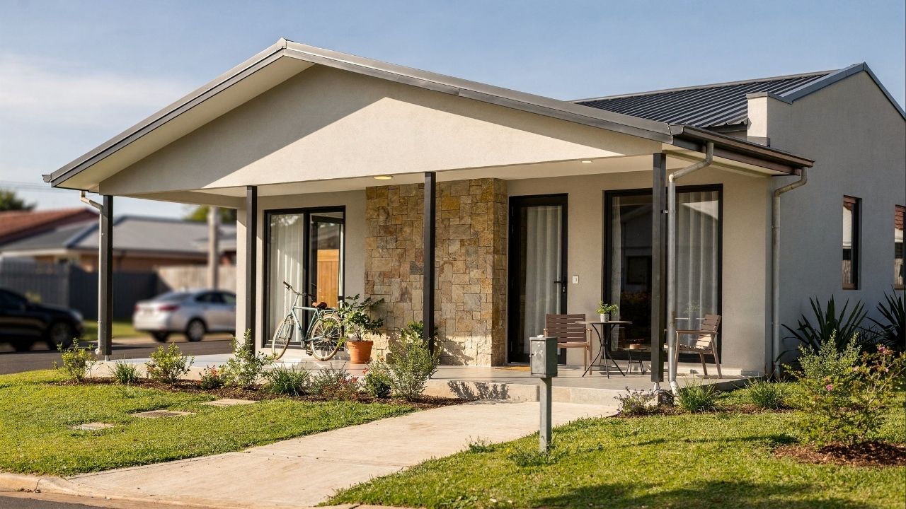 Casa térrea moderna com varanda contínua, 3 quartos e 2 banheiros para conforto e integração total