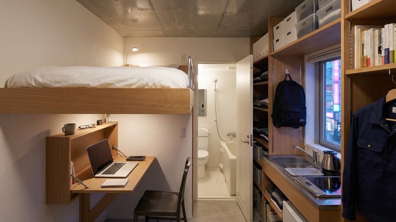 Aluguel caro faz jovens japoneses viverem em microapartamentos de 5 metros quadrados com tudo no mesmo cômodo