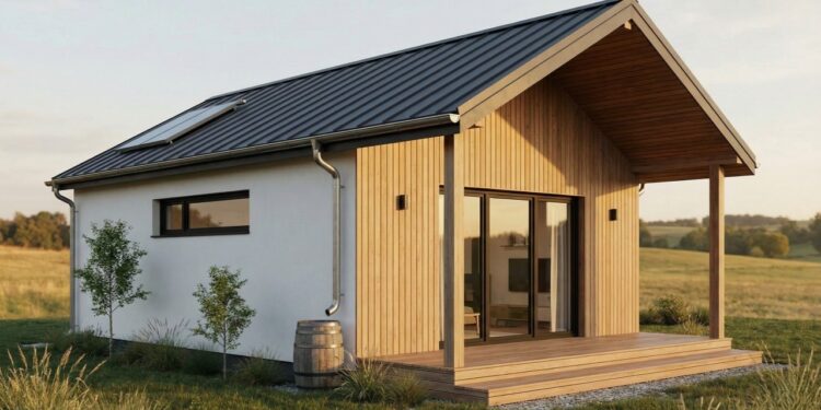 A casa de campo compacta de 50 metros quadrados que integra sala, cozinha e varanda e vira refúgio com cara de espaço maior