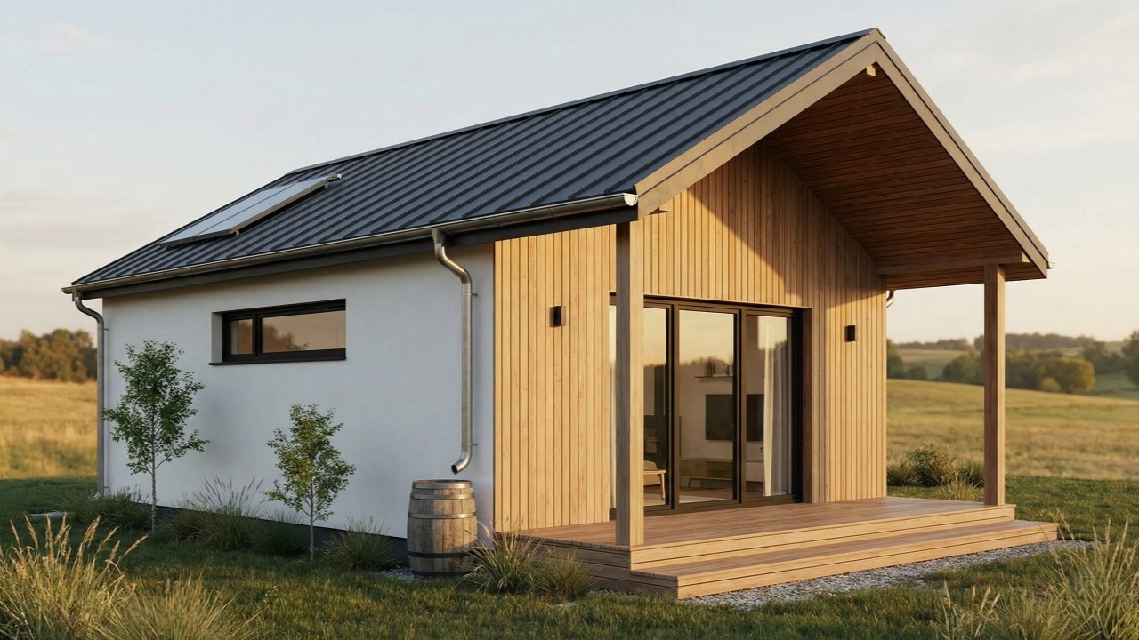 Com apenas 50 metros quadrados, essa casa de campo integra sala, cozinha e varanda com luz natural e baixo custo de construção