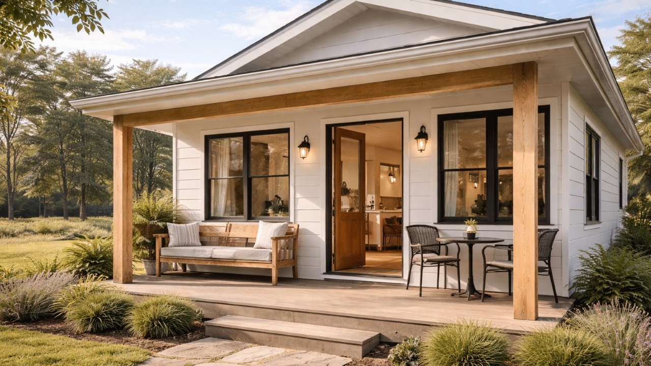 Casa com 75 metros quadrados com 2 quartos, varanda coberta e sala ampla cheia de luz natural