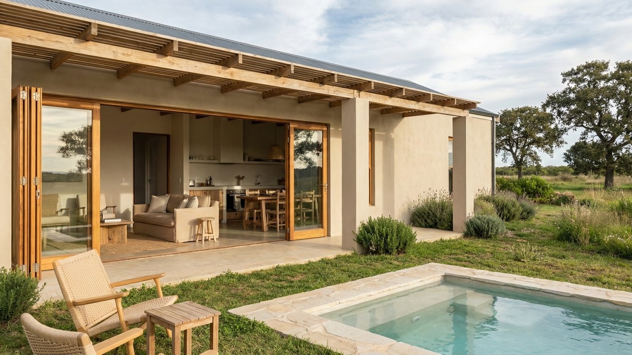 Com apenas 88 metros quadrados, esse projeto de casa compacta entrega conforto, lazer e integração com a natureza