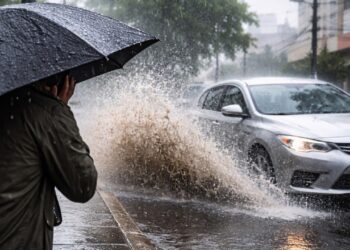Molhar pedestres com o carro em dias de chuva dá multa e pontos na CNH, mesmo que o motorista não tenha intenção