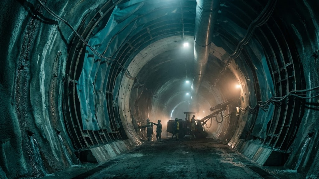 Construção do túnel rodoviário subaquático mais longo do mundo, 392 m abaixo do mar