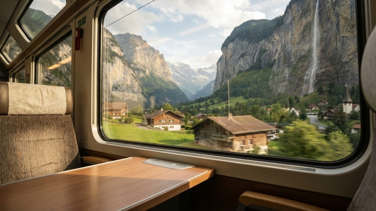 Trajeto de trem de 40 minutos entre vilas com florestas, cachoeiras e vistas cinematográficas