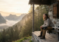 Mulher troca viagens por vida solitária na montanha, cercada pela natureza e sons de pássaros
