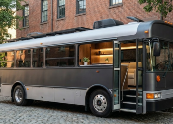 Homem compra um ônibus e o transforma em uma casa funcional sobre rodas, com isolamento térmico e acústico e acabamento de luxo