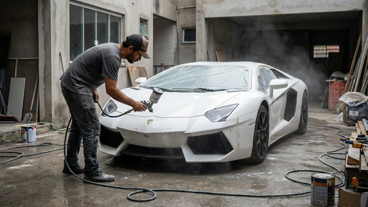 Projeto artesanal recria uma Lamborghini em casa após 250 dias com acabamento refinado e painel digital