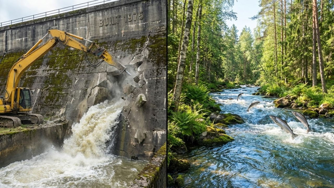 Fim da barreira de 1975: Estônia derruba "muralha" de concreto, libera 3.000 km de rios e traz o salmão de volta
