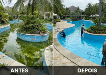 Grupo restaura em 7 dias piscina de resort abandonada avaliada em US$ 1 milhão
