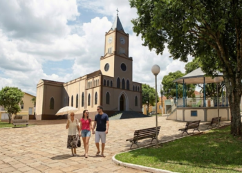 Vista aérea de cidade brasileira moderna reconhecida pela alta qualidade de vida de seus moradores