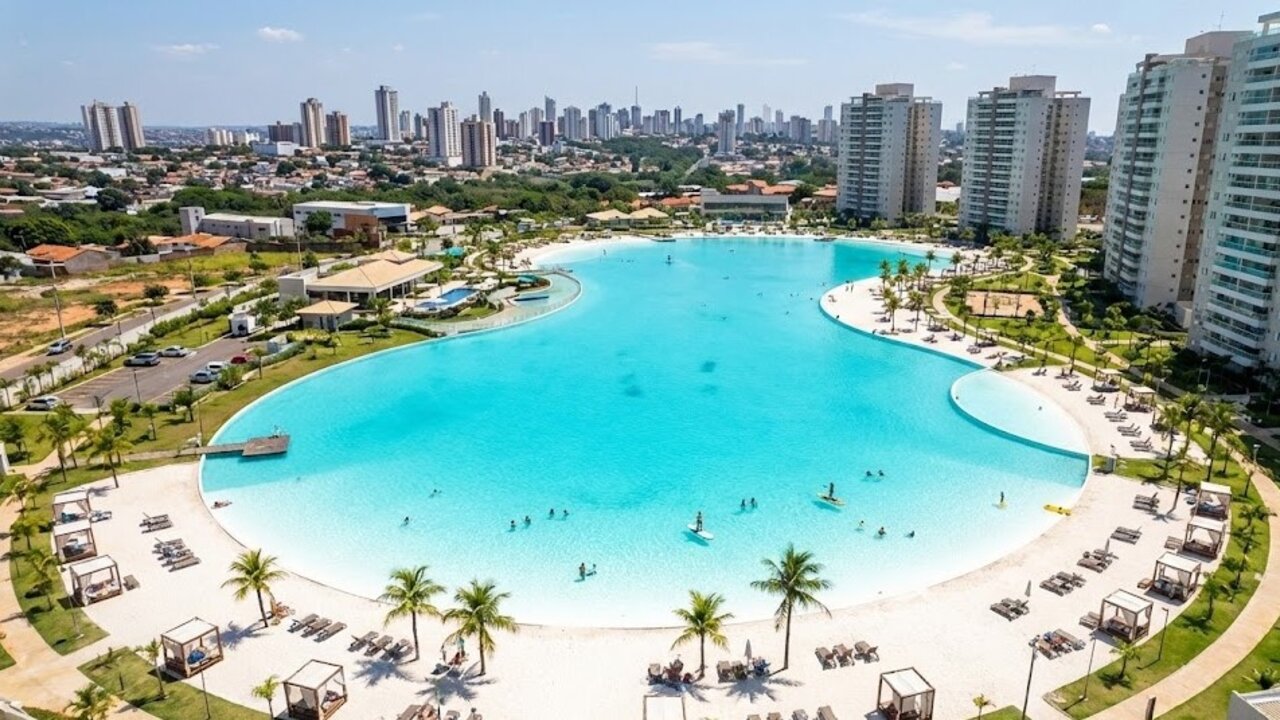 Com incríveis 20 mil metros quadrados de água e areia, a estrutura criou uma praia particular no coração do Centro-Oeste