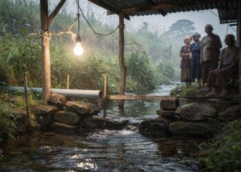 Em 7 dias, menina constrói usina hidrelétrica artesanal com tubo, madeira e gerador, leva luz a área rural na Ásia e ensina todo o passo a passo do sistema