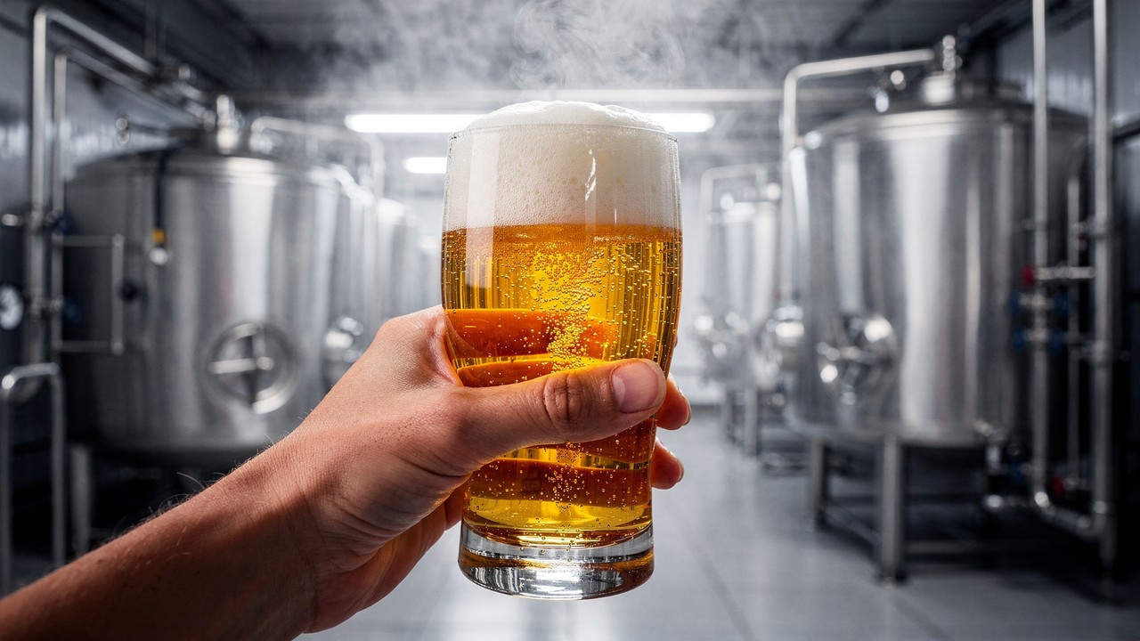 Com tanques de 100 mil litros e fervura a 100 graus, a indústria produz milhares de barris de cerveja, transformando malte e lúpulo em bebida