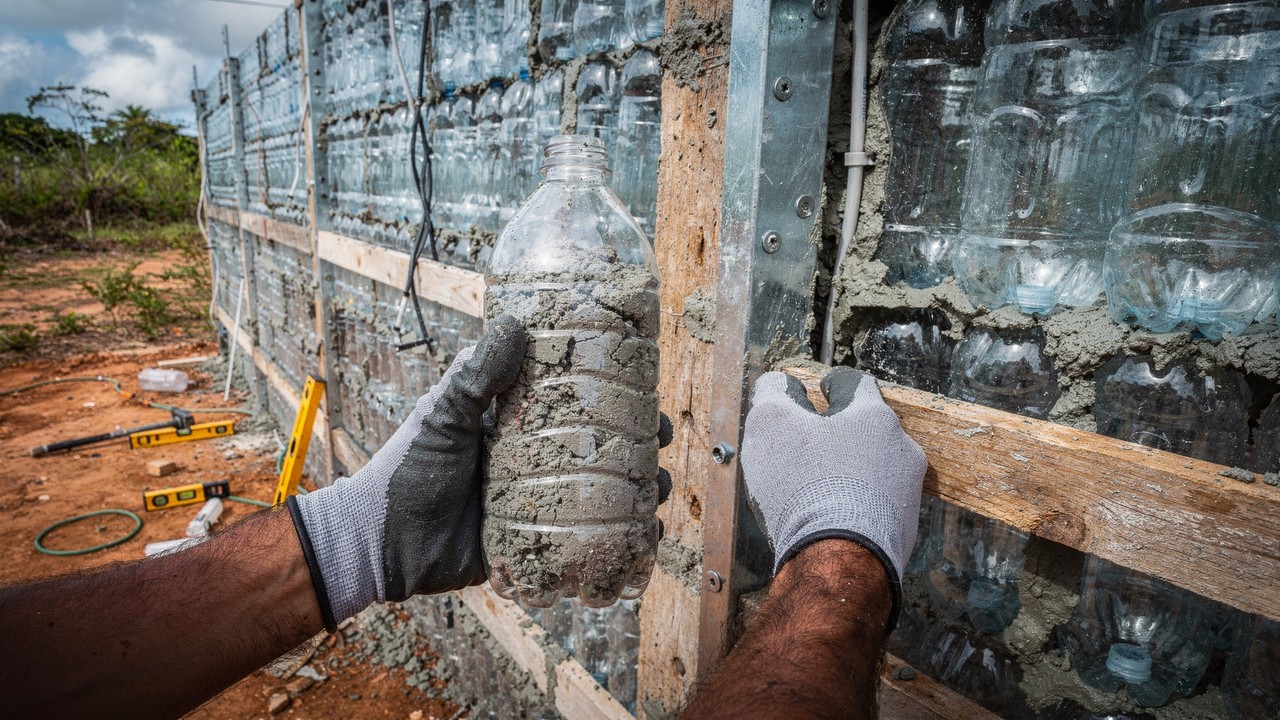 Com 2.700 garrafas coletadas e R$ 8 mil no bolso, morador de Espírito Santo ergue casa de 46 metros quadrados usando madeira e concreto, desperta interesse de construtoras e tem patente reconhecida