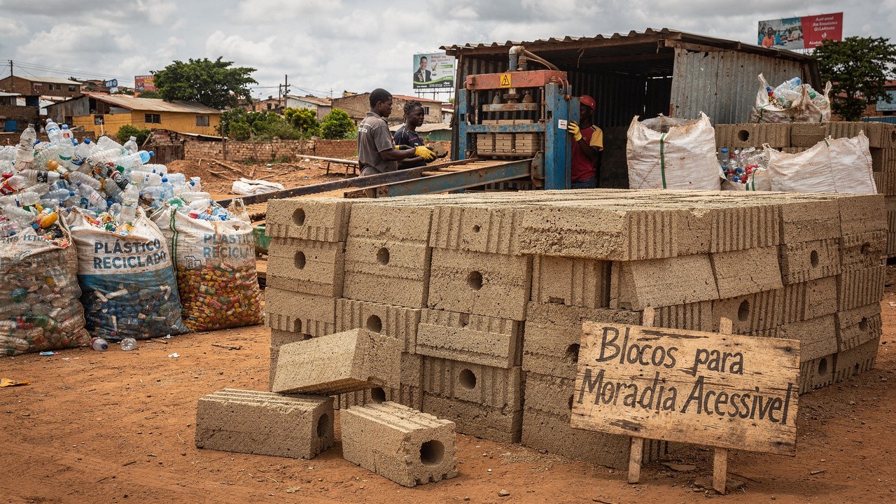 Com plástico reciclado e areia, empresa de Gana fabrica tijolos mais baratos, emprega mais de 300 pessoas na coleta de resíduos e já recebeu encomendas para 20 casas populares