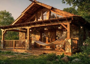 Telhado aparente, madeira e integração total: a casa rústica de 2 quartos que cabe no bolso de famílias jovens e aposentados