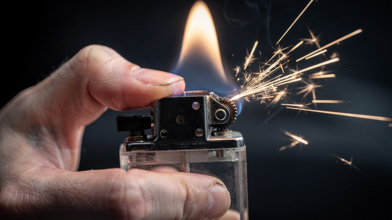 Com um reservatório de gás butano e uma faísca gerada por atrito a 1.200 graus, é assim que a indústria fabrica bilhões de isqueiros por ano