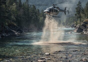 Uma operação com helicópteros despejou 150 toneladas de areia e cascalho para "ressuscitar" rio na Lapônia