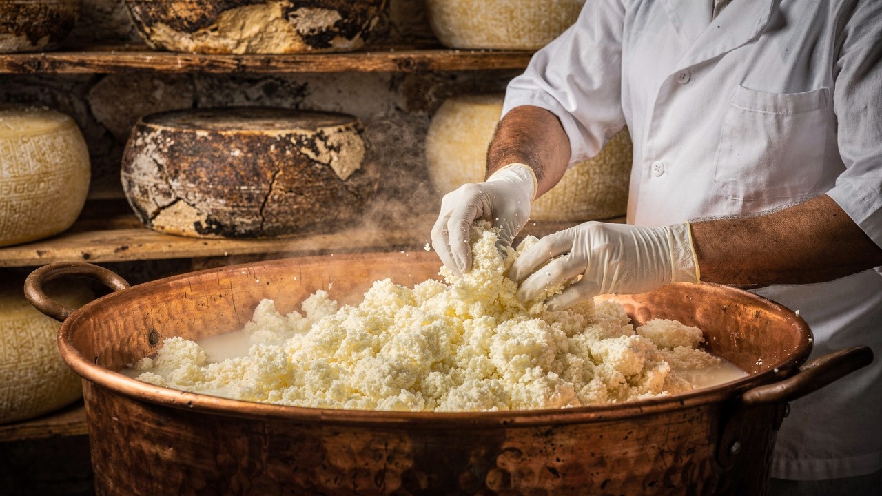 São necessários 5 litros de leite de ovelha para cada quilo: o processo tradicional do verdadeiro queijo Pecorino Romano na Itália