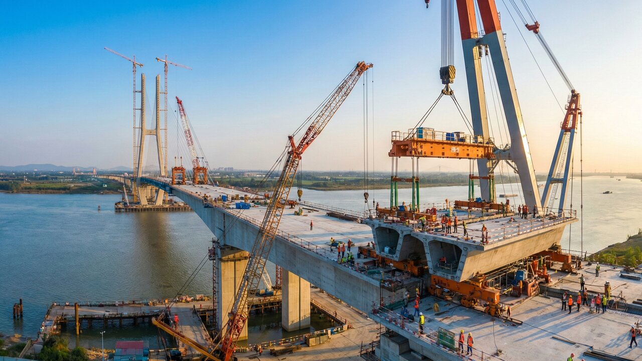 Com tecnologia de vedação extrema e canais suspensos, a ponte aquática chinesa permite que navios naveguem sobre rodovias em um projeto futurista