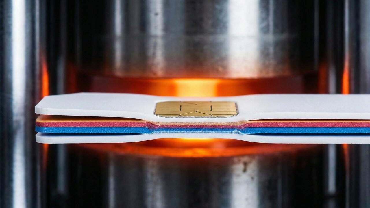 Com quatro camadas de PVC laminadas e um chip eletrônico de alta segurança, é assim que a indústria produz o cartão de crédito moderno