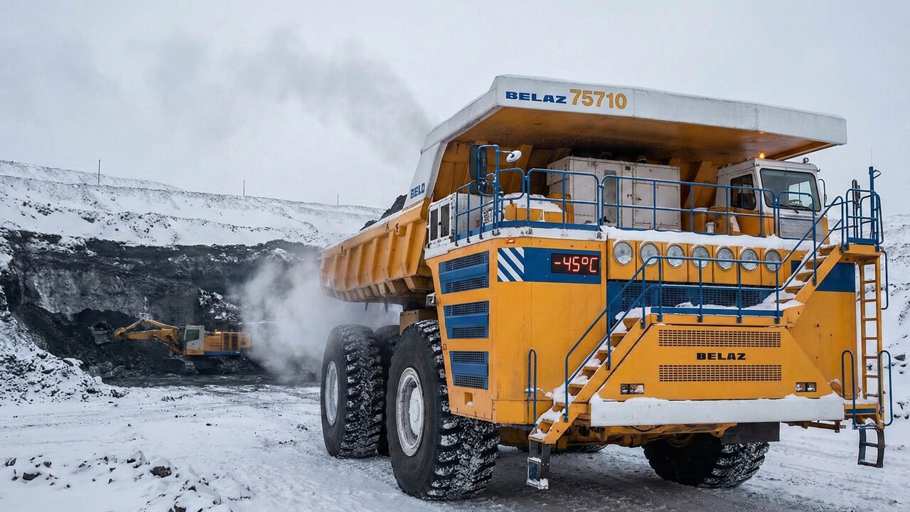 Com capacidade para 450 toneladas e motor de 4.600 cavalos, o gigante BELAZ tornou-se o maior e mais potente caminhão de mineração do planeta