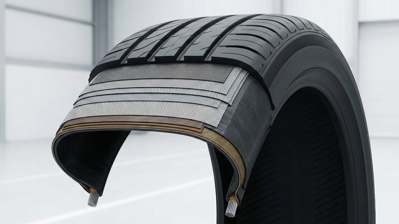 Com camadas de borracha natural, aço e fios de nylon prensados a 170 graus, é assim que a engenharia cria o pneu que suporta toneladas de peso