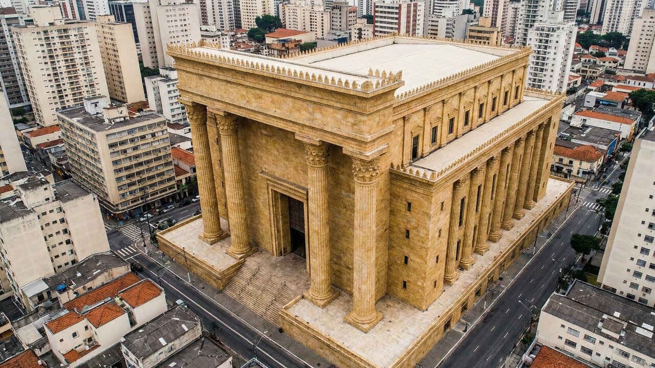 Construído com pedras gigantes importadas diretamente de Israel, este megatemplo em São Paulo tem o tamanho de 18 campos de futebol e suporta 10 mil pessoas sem um único pilar no meio