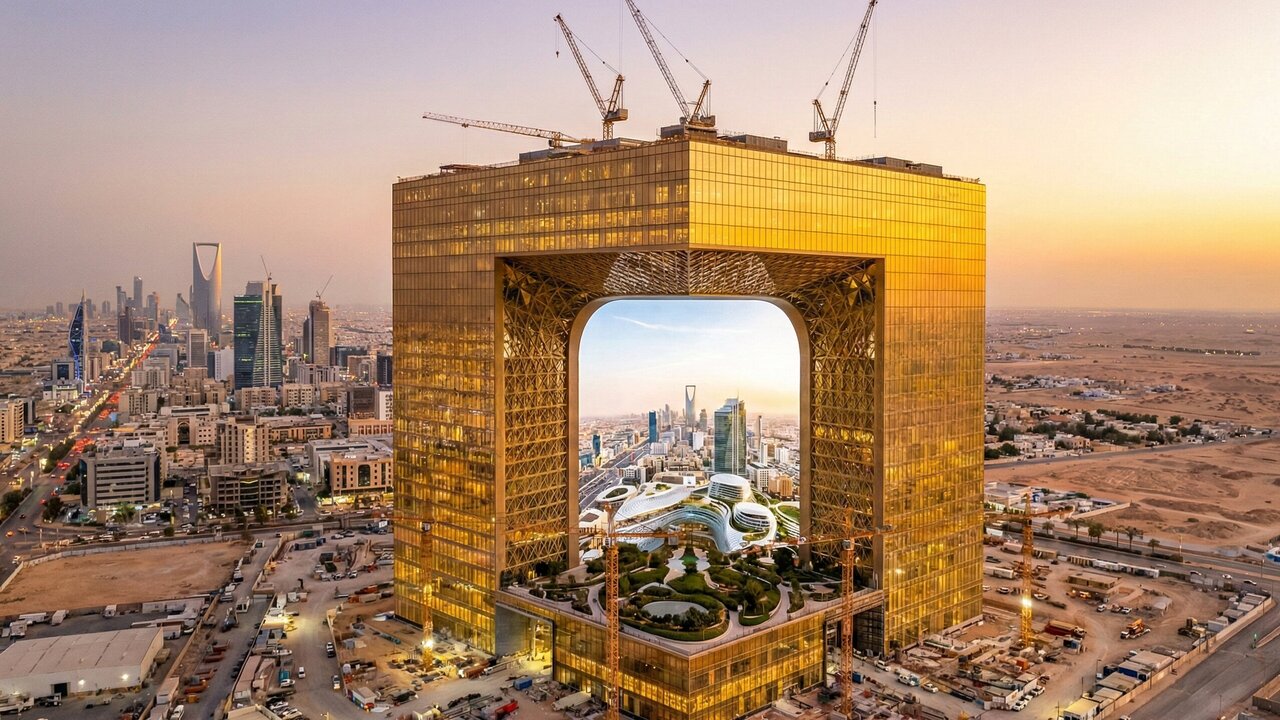 Com 400 metros de altura e espaço para abrigar 20 prédios Empire State, a gigantesca cidade cubo na Arábia Saudita virou o maior desafio da arquitetura moderna ao criar um mundo digital dentro de um edifício