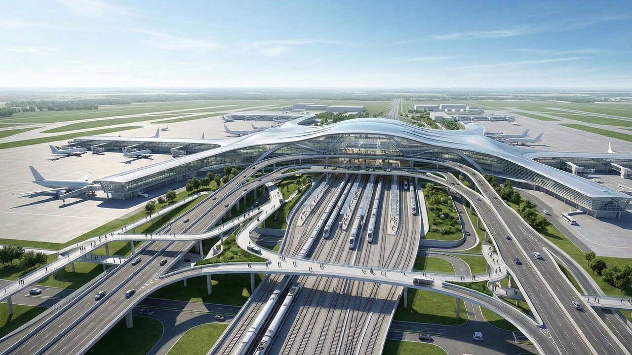 Com um custo de US$ 34 bilhões, a Polônia ergue o maior hub de transporte da Europa para unir trens e aviões em um terminal para 40 milhões de pessoas