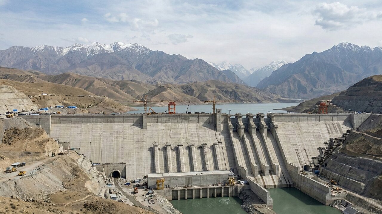 Com 335 metros de altura, eles estão erguendo a maior barragem do mundo no Tajiquistão, gerando a energia de três reatores nucleares
