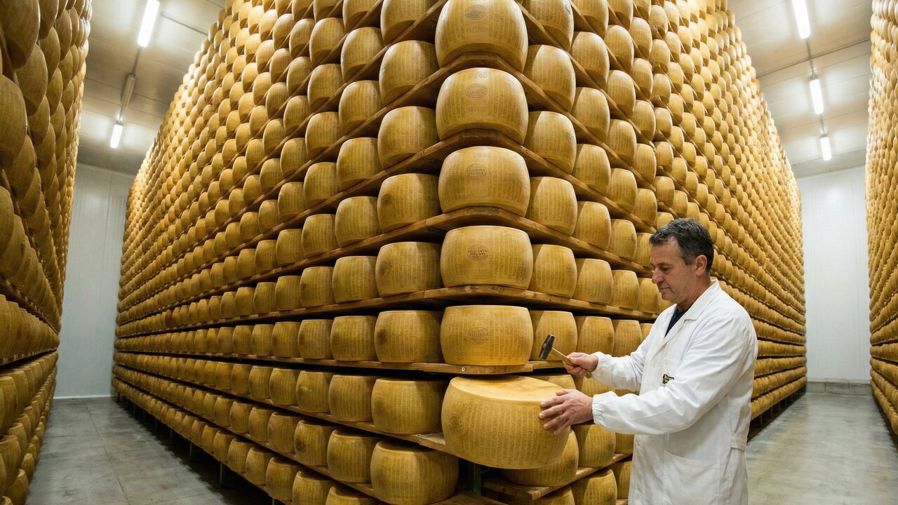 Com 550 litros de leite para cada peça e dois anos de maturação, acompanhe o processo artesanal que fabrica o verdadeiro queijo parmesão na Itália