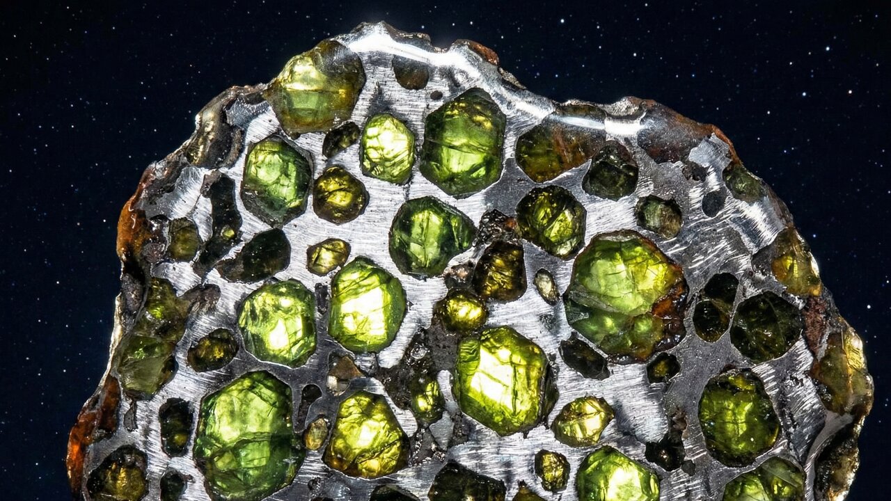 Esqueça as pedras da Terra, pois este mineral caiu do espaço com cristais de oliva em metal puro, sendo a joia extraterrestre mais bela
