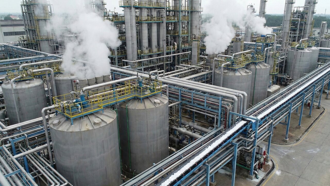 Com a eletrólise de salmoura a 90 graus em tanques industriais, é assim que a química produz a soda cáustica, um agente capaz de dissolver gordura