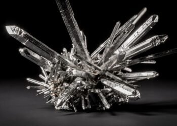 Esqueça a prata e o chumbo, pois este mineral de brilho metálico forma cristais em agulha, sendo a obra-prima da tecnologia