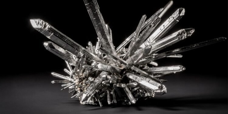 Esqueça a prata e o chumbo, pois este mineral de brilho metálico forma cristais em agulha, sendo a obra-prima da tecnologia